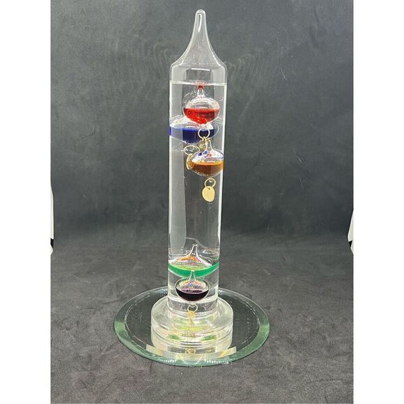 Galileo Thermometer Glass Multicolor Floating Balls Office Table Home Decor 11” - Picture 1 of 11